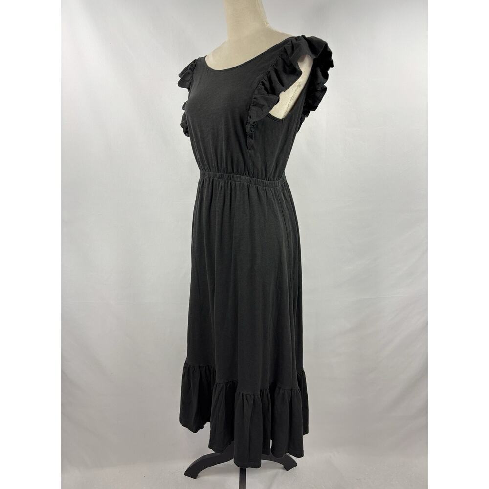 BA&SH Tank Maxi Dress Black Small V-back Ruffle